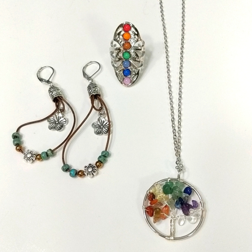 Boho Bohemian Bundle Earrings Pendant Ring All New in Packages!
